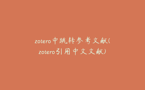 zotero中跳转参考文献(zotero引用中文文献)