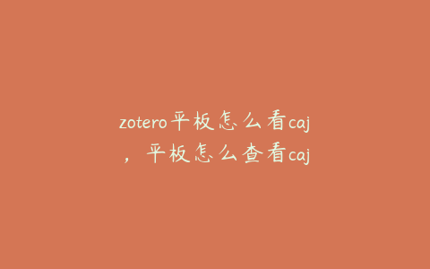 zotero平板怎么看caj，平板怎么查看caj