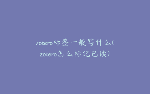 zotero标签一般写什么(zotero怎么标记已读)