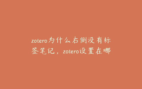 zotero为什么右侧没有标签笔记，zotero设置在哪