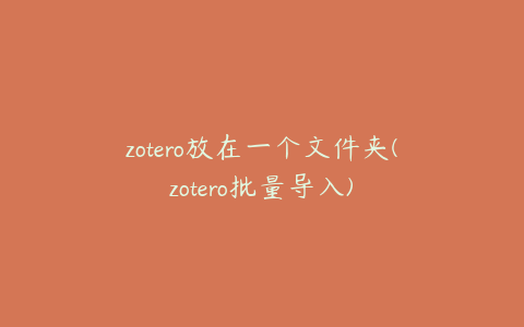 zotero放在一个文件夹(zotero批量导入)