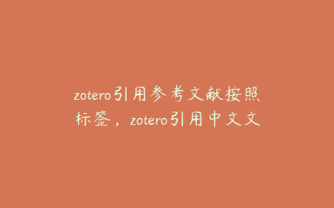 zotero引用参考文献按照标签，zotero引用中文文献