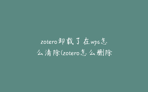 zotero卸载了在wps怎么清除(zotero怎么删除条目)