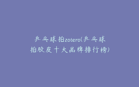 乒乓球拍zotero(乒乓球拍胶皮十大品牌排行榜)