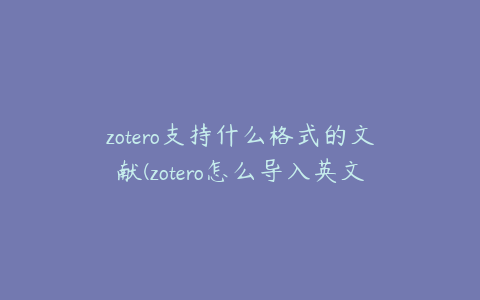 zotero支持什么格式的文献(zotero怎么导入英文文献)