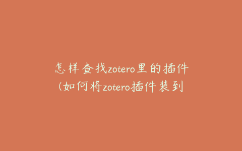 怎样查找zotero里的插件(如何将zotero插件装到word中)