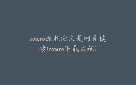 zotero抓取论文是网页链接(zotero下载文献)