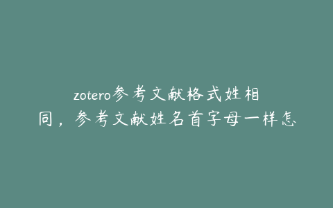 zotero参考文献格式姓相同，参考文献姓名首字母一样怎么排序