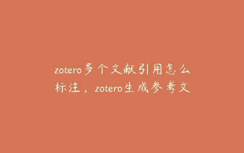 zotero多个文献引用怎么标注，zotero生成参考文献