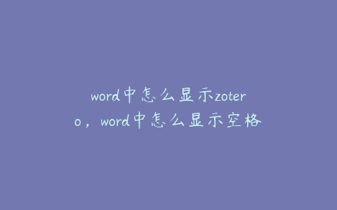 word中怎么显示zotero，word中怎么显示空格