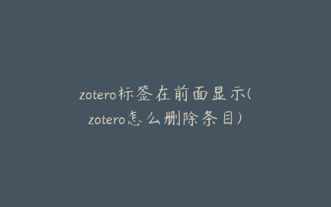 zotero标签在前面显示(zotero怎么删除条目)