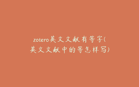 zotero英文文献有等字(英文文献中的等怎样写)