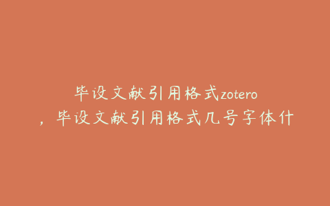 毕设文献引用格式zotero，毕设文献引用格式几号字体什么字体