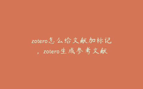 zotero怎么给文献加标记，zotero生成参考文献