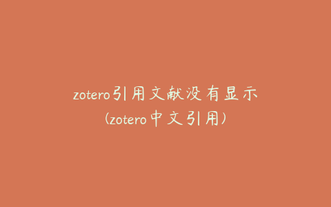 zotero引用文献没有显示(zotero中文引用)