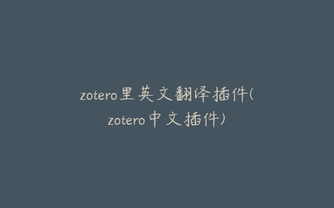 zotero里英文翻译插件(zotero中文插件)