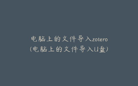 电脑上的文件导入zotero(电脑上的文件导入U盘)