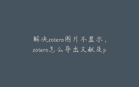 解决zotero图片不显示，zotero怎么导出文献及pdf