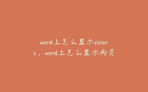 word上怎么显示zotero，word上怎么显示两页