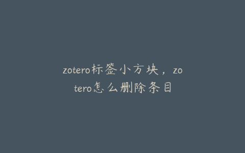 zotero标签小方块，zotero怎么删除条目