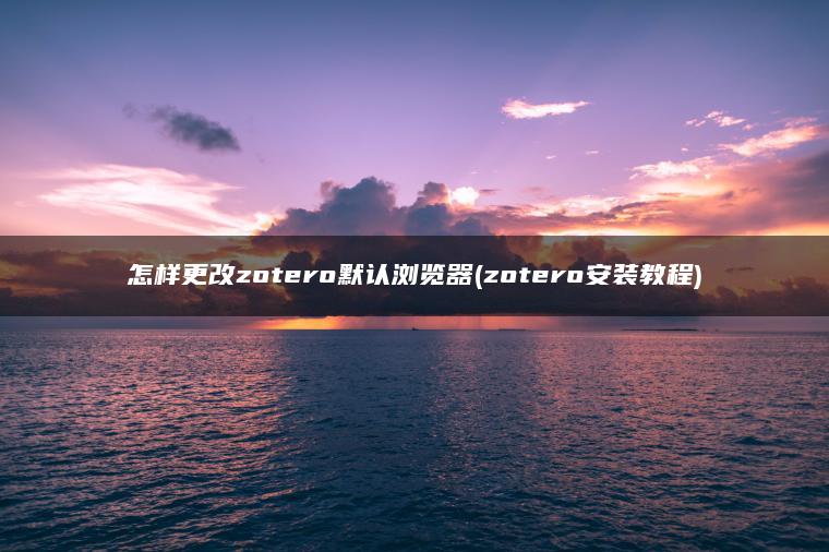 怎样更改zotero默认浏览器(zotero安装教程)