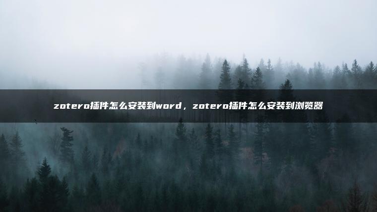 zotero插件怎么安装到word，zotero插件怎么安装到浏览器