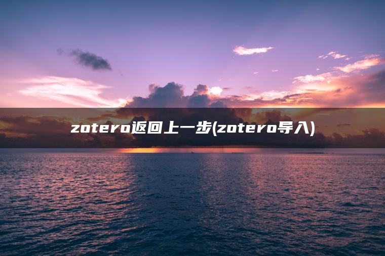 zotero返回上一步(zotero导入)