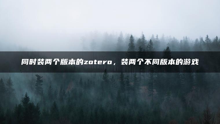 同时装两个版本的zotero，装两个不同版本的游戏