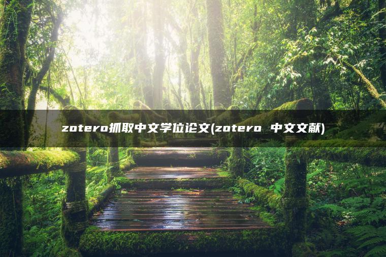 zotero抓取中文学位论文(zotero 中文文献)