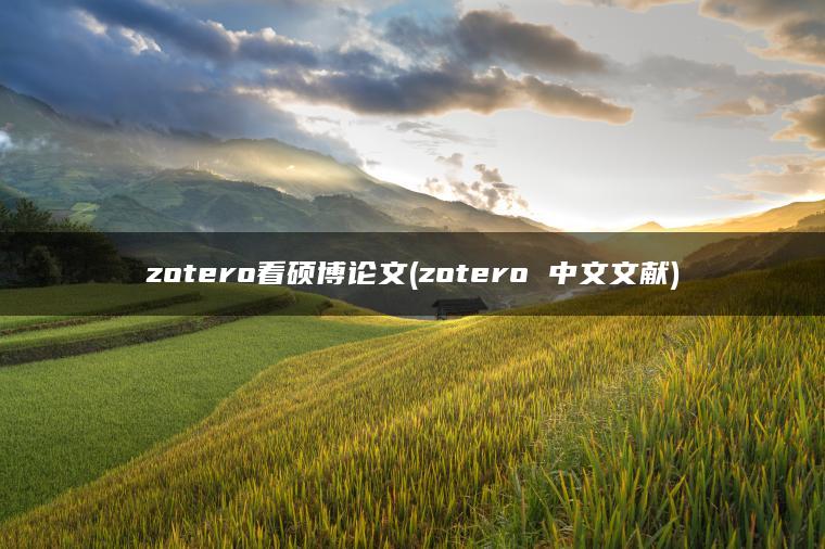 zotero看硕博论文(zotero 中文文献)