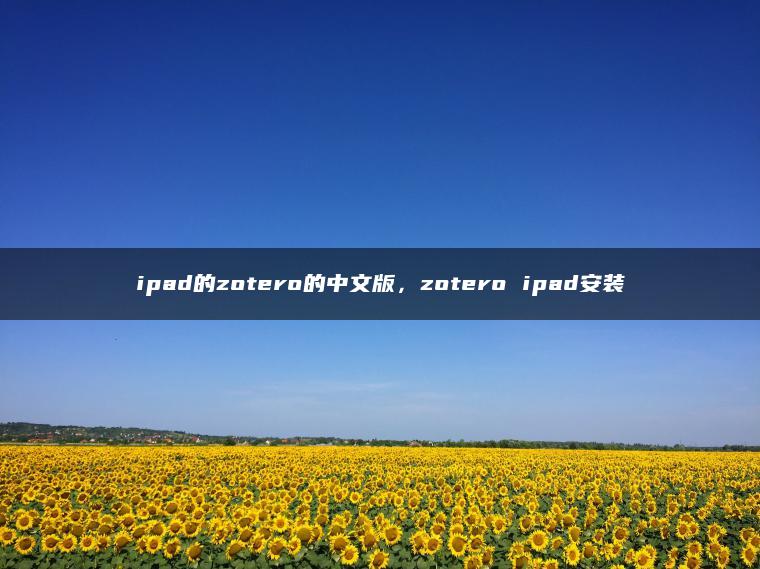 ipad的zotero的中文版，zotero ipad安装