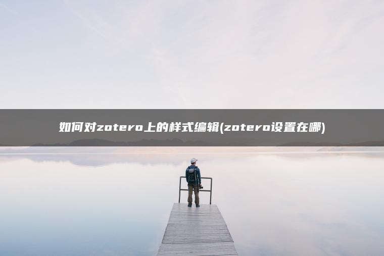 如何对zotero上的样式编辑(zotero设置在哪)