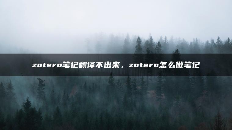 zotero笔记翻译不出来，zotero怎么做笔记