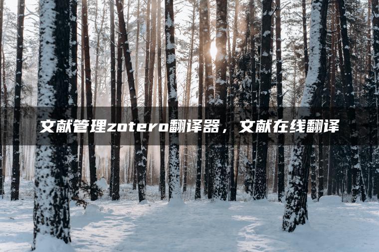 文献管理zotero翻译器，文献在线翻译