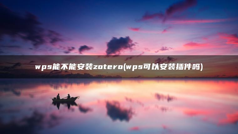 wps能不能安装zotero(wps可以安装插件吗)