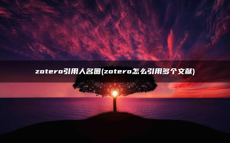 zotero引用人名圈(zotero怎么引用多个文献)