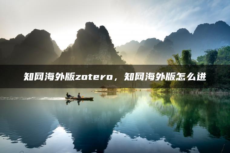 知网海外版zotero，知网海外版怎么进