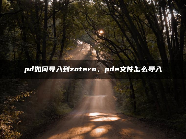 pd如何导入到zotero，pde文件怎么导入