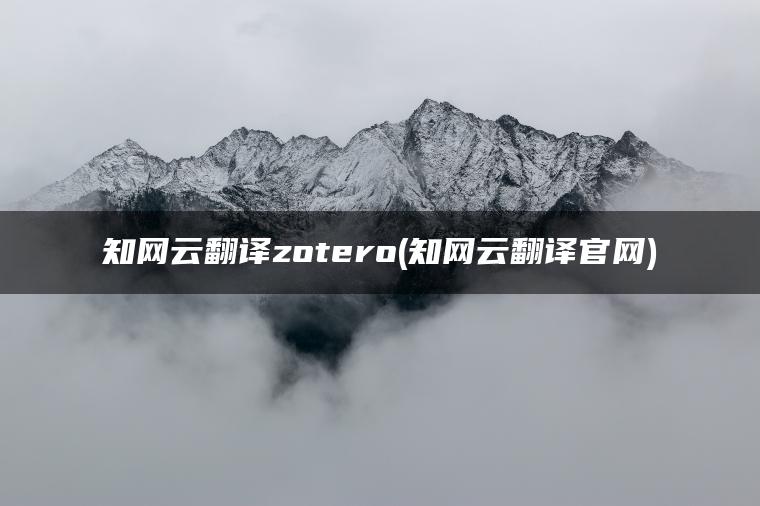 知网云翻译zotero(知网云翻译官网)