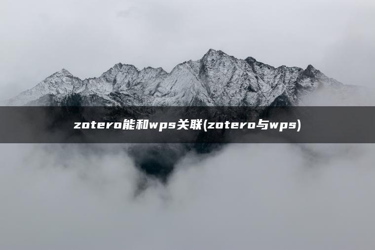 zotero能和wps关联(zotero与wps)