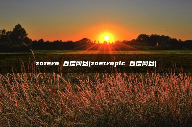 zotero 百度网盘(zoetropic 百度网盘)