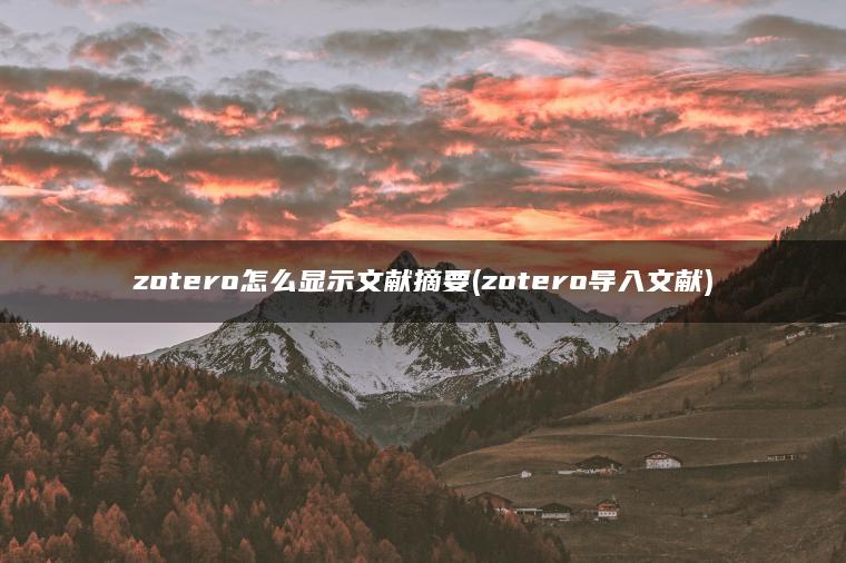 zotero怎么显示文献摘要(zotero导入文献)