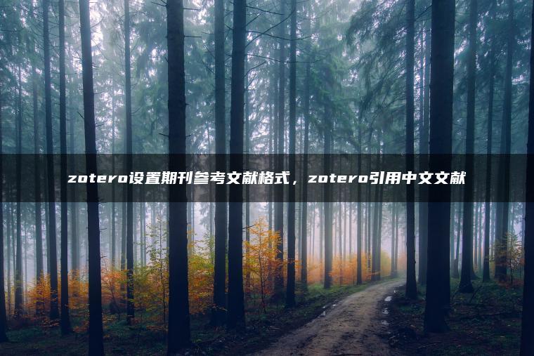 zotero设置期刊参考文献格式，zotero引用中文文献