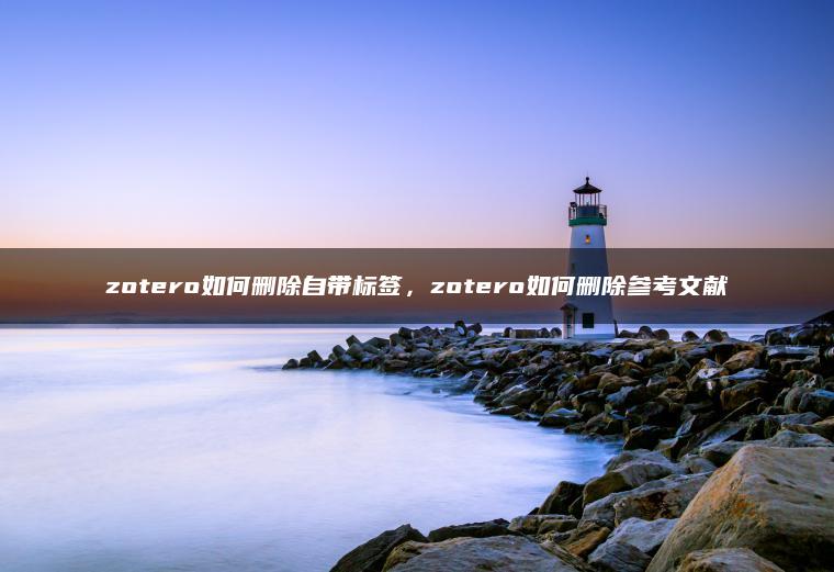 zotero如何删除自带标签，zotero如何删除参考文献