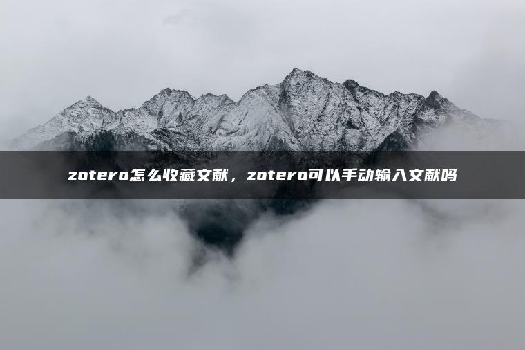 zotero怎么收藏文献，zotero可以手动输入文献吗