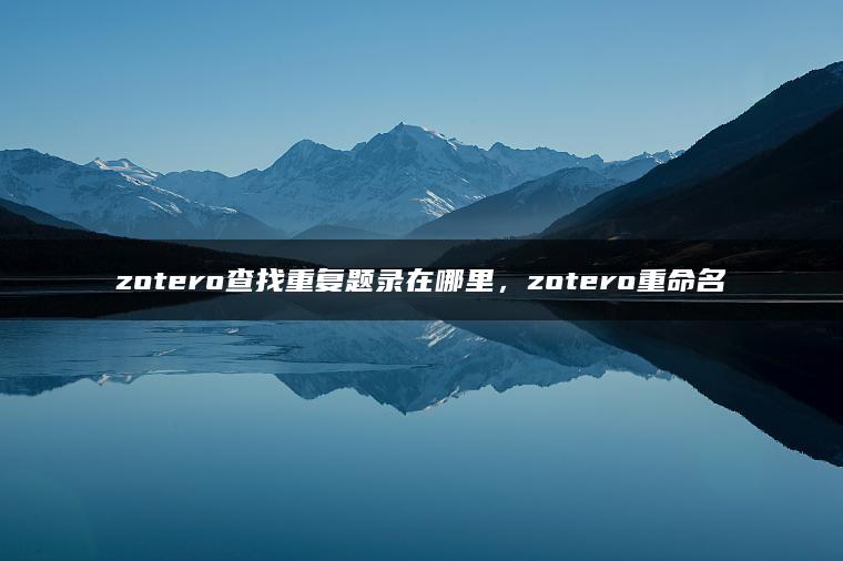 zotero查找重复题录在哪里，zotero重命名