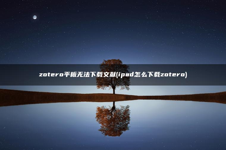 zotero平板无法下载文献(ipad怎么下载zotero)