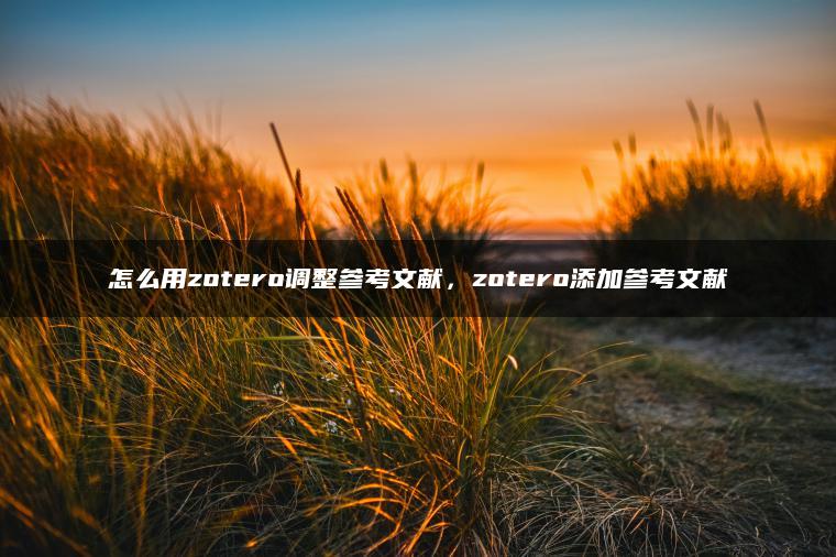 怎么用zotero调整参考文献，zotero添加参考文献