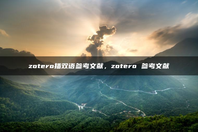 zotero插双语参考文献，zotero 参考文献