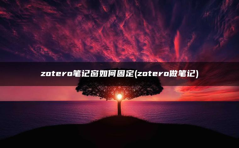 zotero笔记窗如何固定(zotero做笔记)